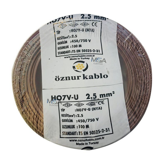 Öznur NYA kablo 2.5 mm² tek damar bakır 100 metre
