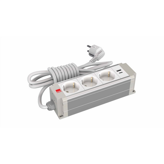 EAE grup priz 3405486 STDK-G3U 3’lü USB şarjlı gri