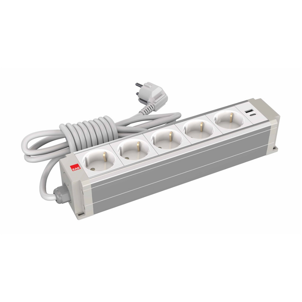 EAE grup priz 3405487 STDK-G5U 5’li USB şarjlı gri